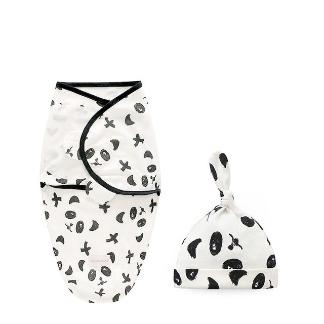 Newborn Cotton Swaddle Wrap & Hat Set | Soft Baby Swaddle Blanket