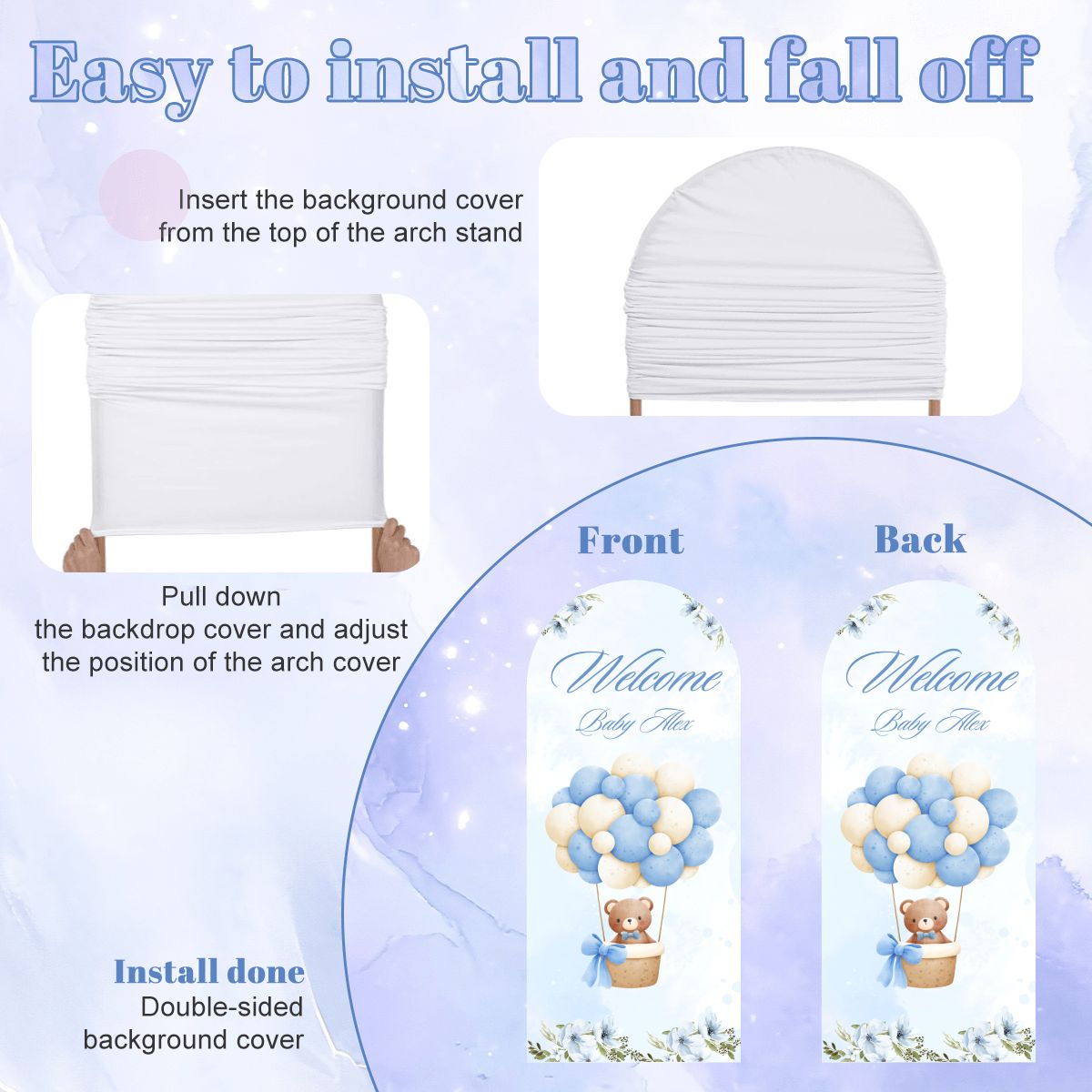 Baby Boy Shower Arch Backdrop Cover – Custom Baby Name Cover