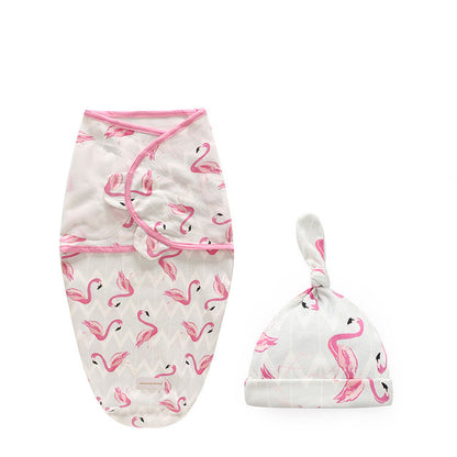Newborn Cotton Swaddle Wrap & Hat Set | Soft Baby Swaddle Blanket