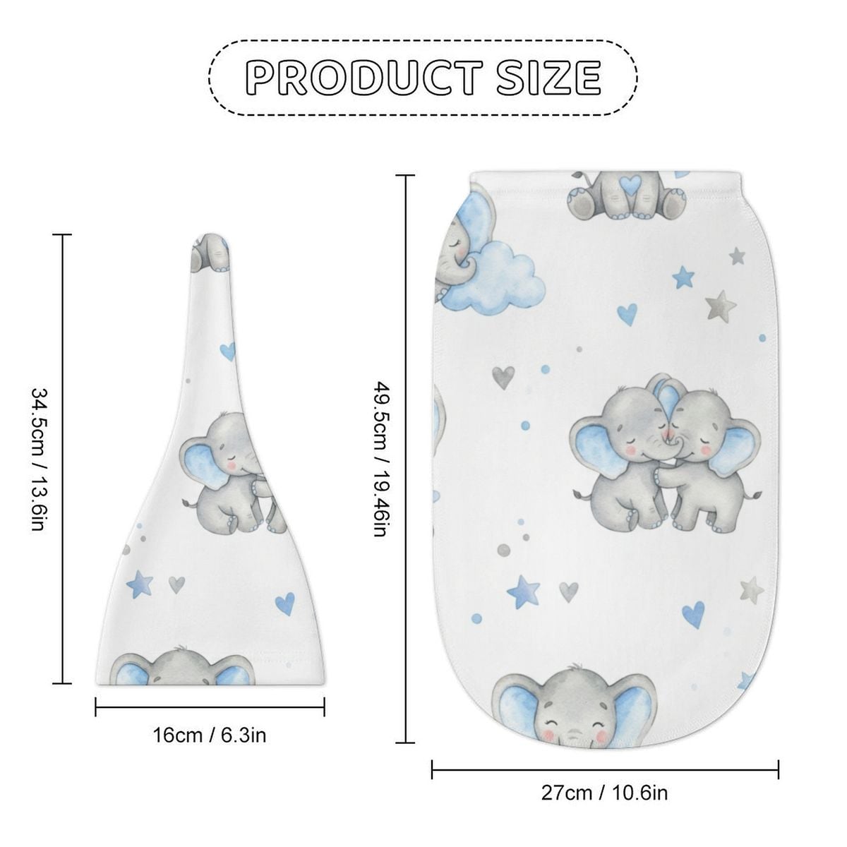 Elephant Baby Swaddle Sack & Top Knot Hat Set | Customizable Newborn Gift (3–24 Months)