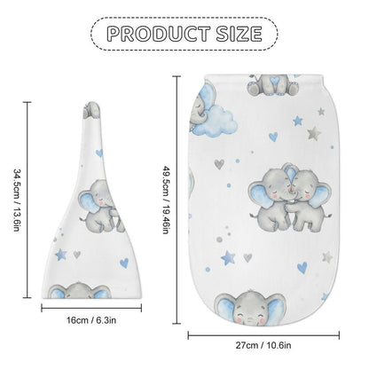 Elephant Baby Swaddle Sack & Top Knot Hat Set | Customizable Newborn Gift (3–24 Months)