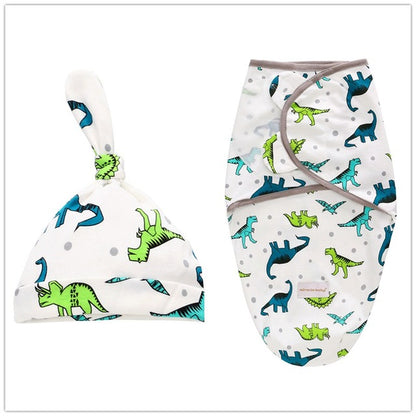 Newborn Cotton Swaddle Wrap & Hat Set | Soft Baby Swaddle Blanket