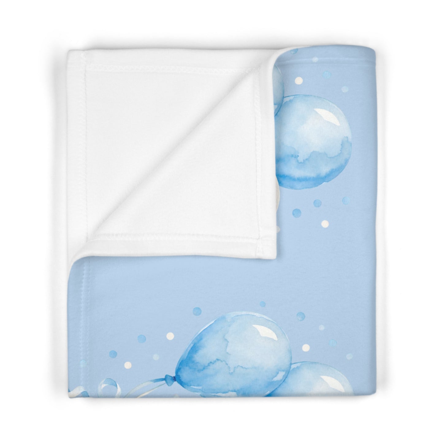 Blue Teddy Baby Blanket — Soft Fleece Newborn Blanket with Balloons (Baby Shower Gift)