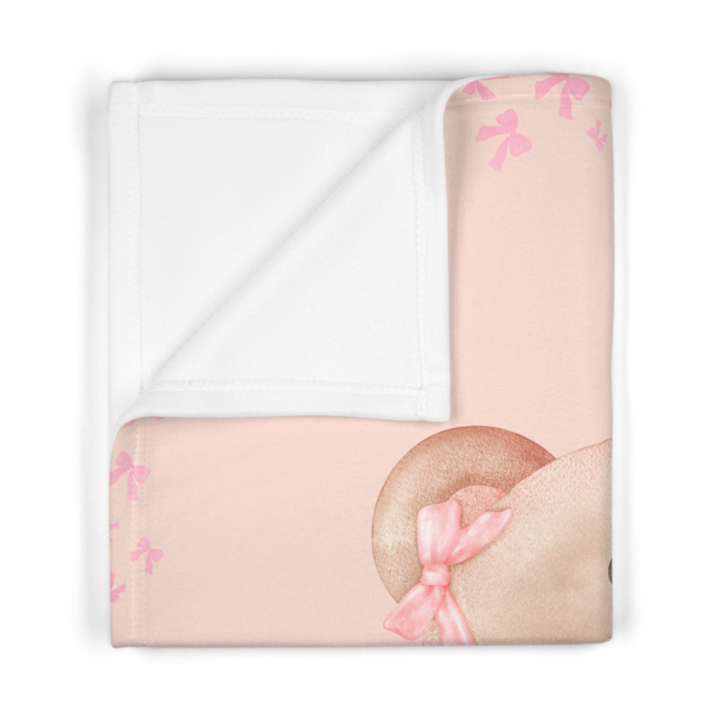 Personalized Teddy Bear Baby Blanket — Soft Pink Fleece with Name