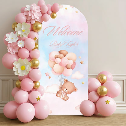 Arched Backdrop Cover for Baby Girl Shower | Custom Baby Name Cover