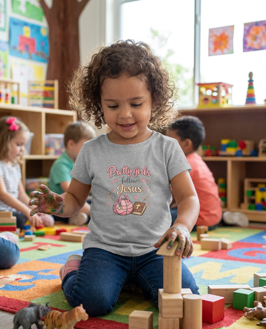 Pretty Girls Follow Jesus Toddler Tee