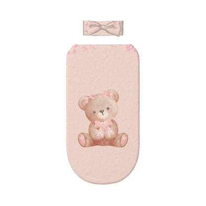 Custom Baby Girl Swaddle Sack with Bow Headband | Personalized Newborn Swaddle Set