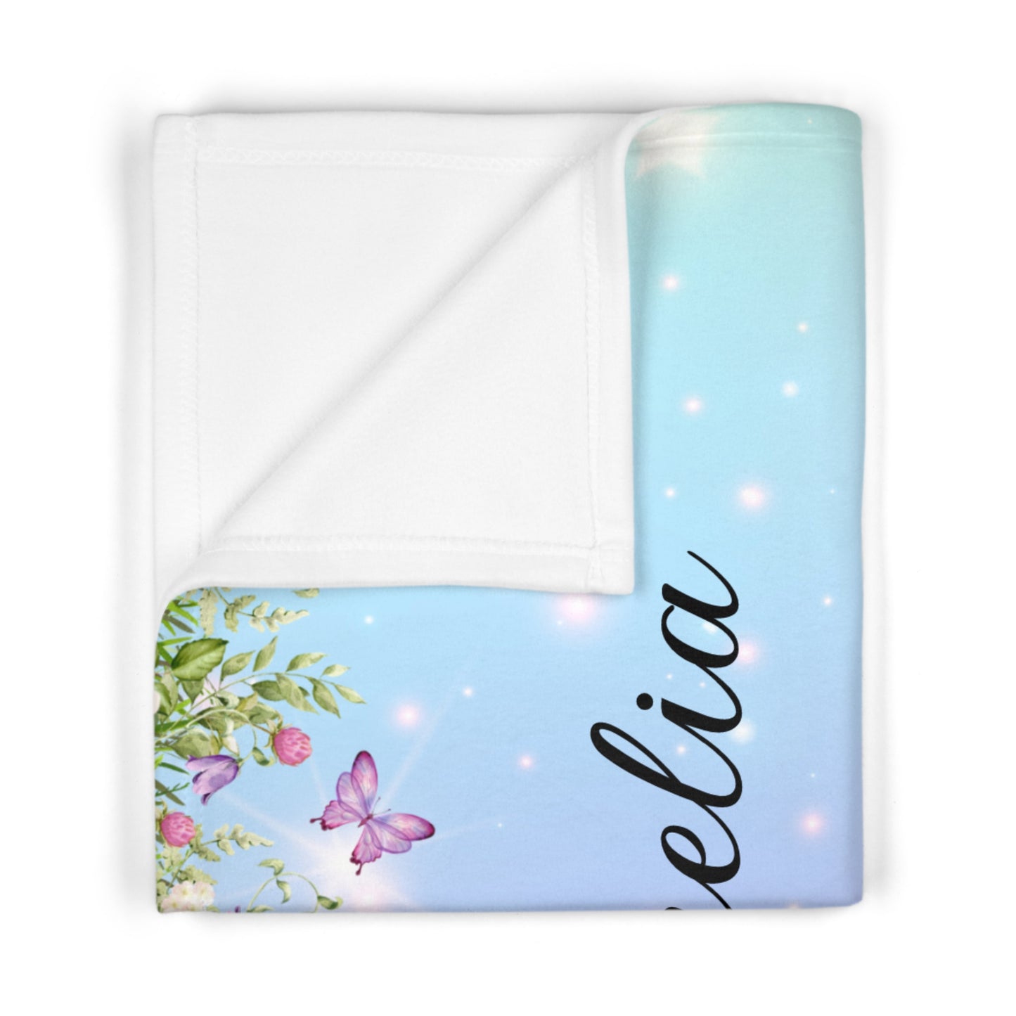 Personalized Unicorn Baby Blanket – Soft Fleece Name Blanket for Girls, Pastel Rainbow Floral Design