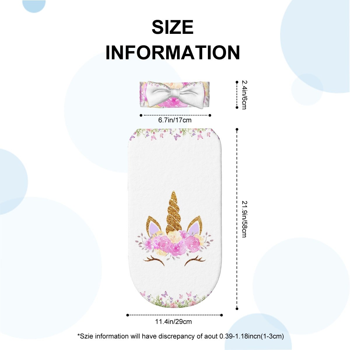 Baby Swaddle Sack with Baby Headband Unicorn Baby Set In White