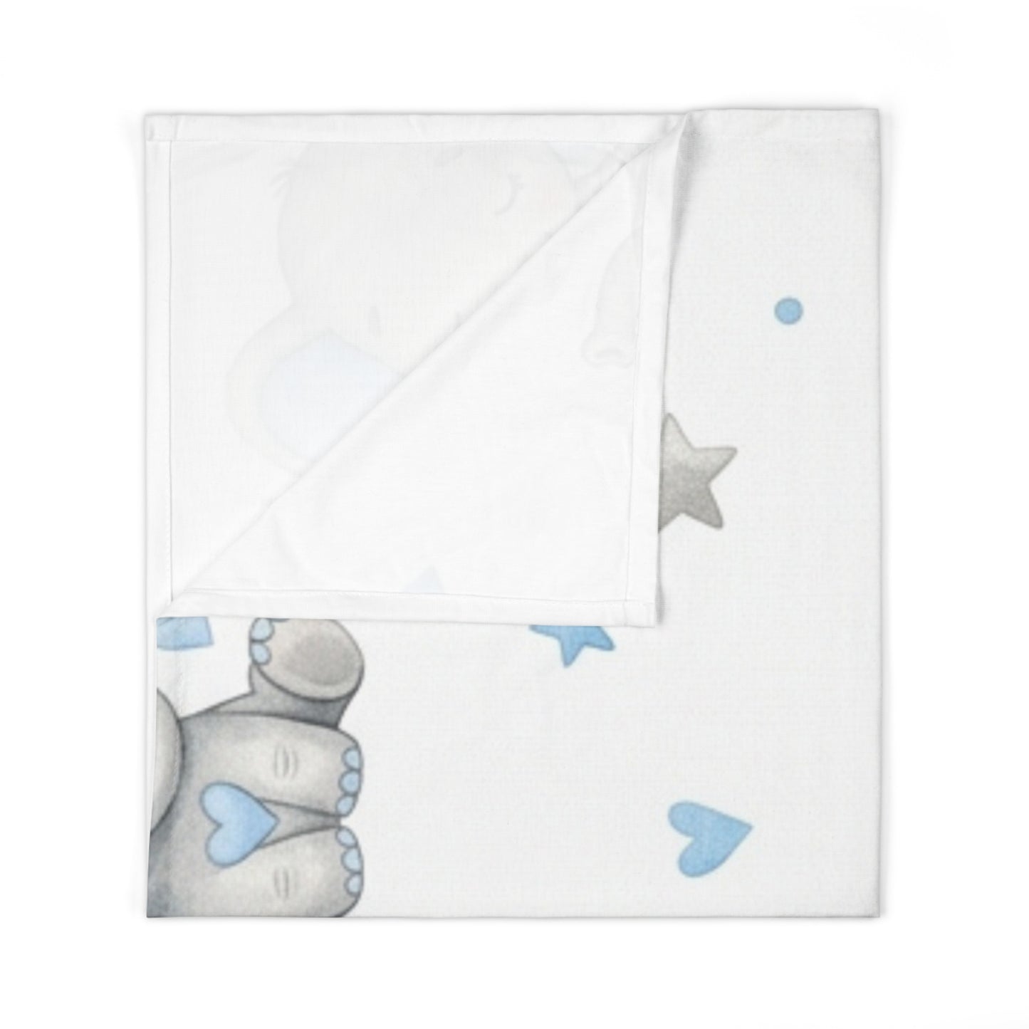 Personalized Baby Swaddle Blanket – Blue Elephant Newborn Name Blanket