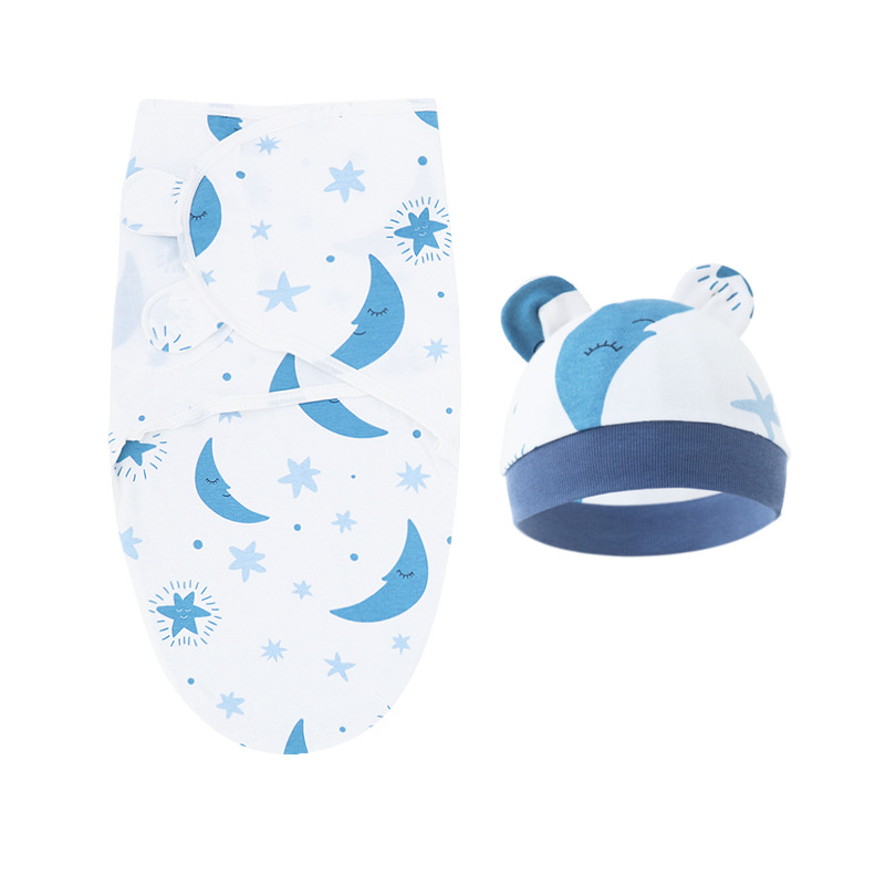 Newborn Cotton Swaddle Wrap & Hat Set | Soft Baby Swaddle Blanket