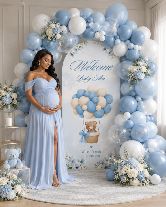 119-Piece Dusty Blue Balloon Arch Kit – Pastel Blue & White Party Décor