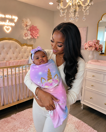 Baby Swaddle Sack with Bow Headband | Custom Baby Girl Gift Set