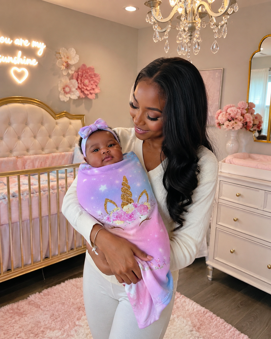 Baby Swaddle Sack with Bow Headband | Custom Baby Girl Gift Set