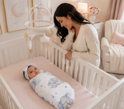 Baby Swaddle Sack & Bow Headband Set | Ultraplush Newborn Blanket (0–6 Months)