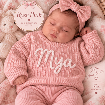 Personalized Baby Name Sweater | Custom Knit Newborn Outfit | Baby Shower Gift for Boy or Girl