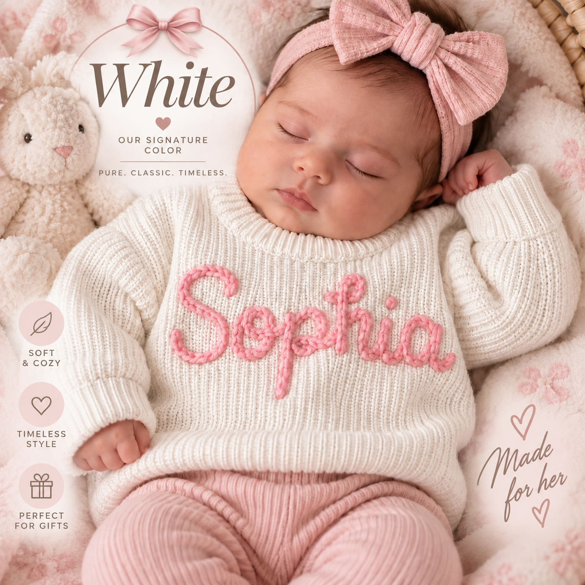 Personalized Baby Name Sweater | Custom Knit Newborn Outfit | Baby Shower Gift for Boy or Girl