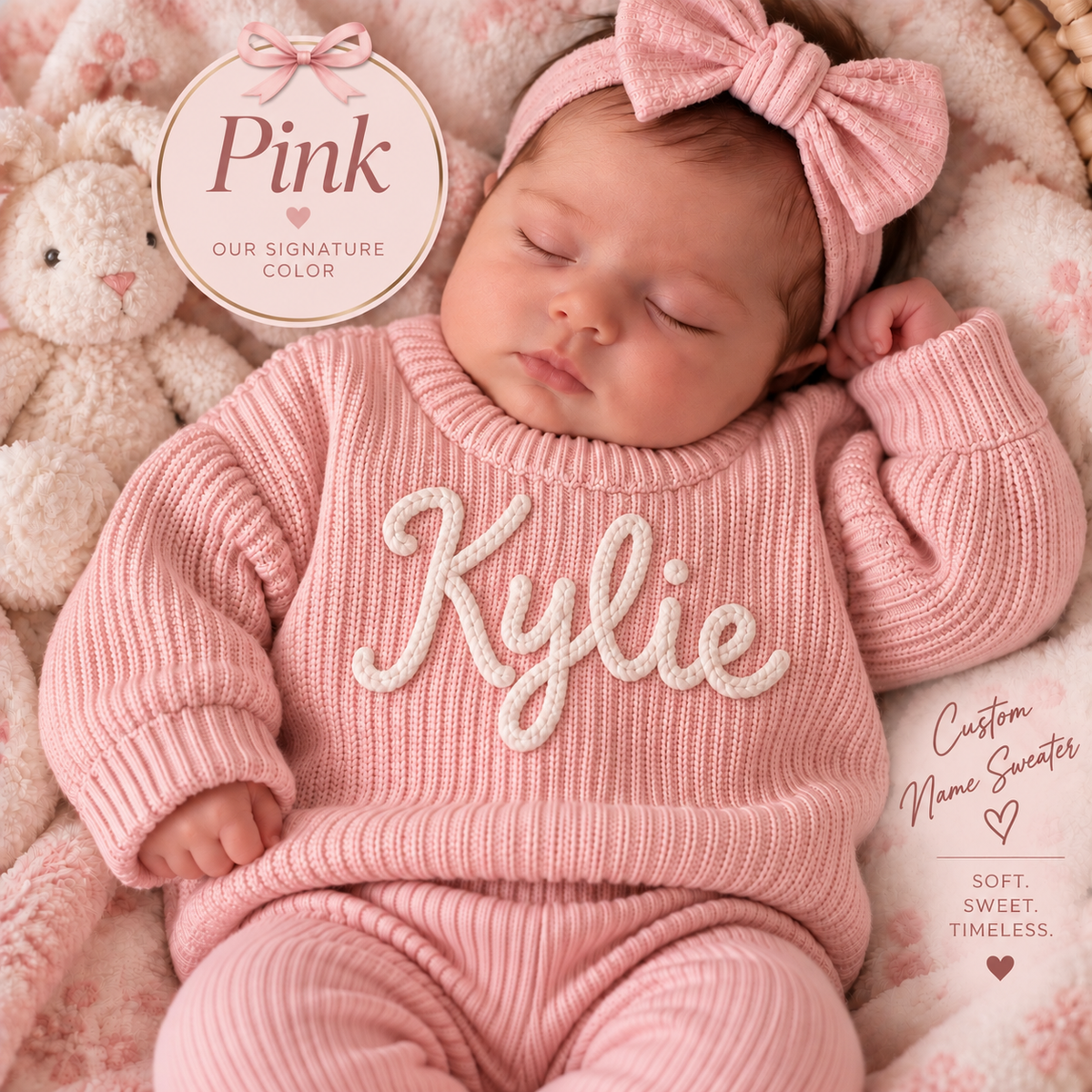Personalized Baby Name Sweater | Custom Knit Newborn Outfit | Baby Shower Gift for Boy or Girl