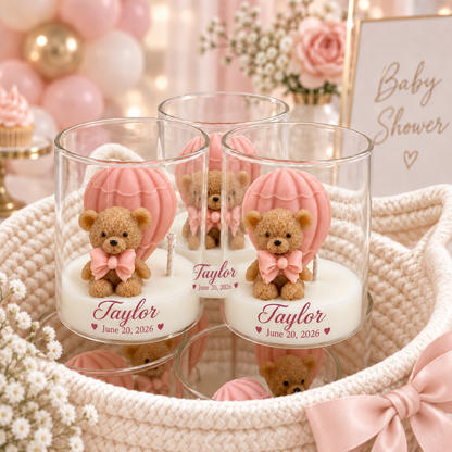 Personalized Handmade Teddy Bear Candle Favors- Set Of 50 Candles