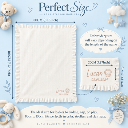 Personalized Cotton Baby Blanket with Ruffle Trim