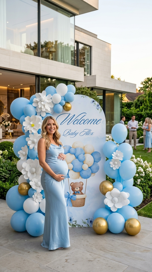 Baby Boy Shower Arch Backdrop Cover – Custom Baby Name Cover