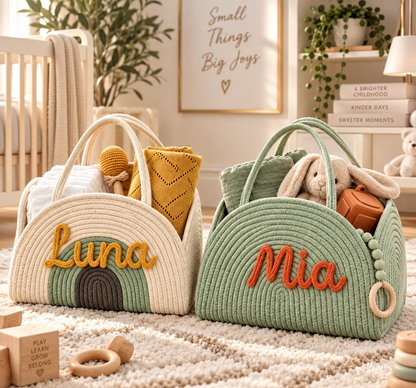 Personalized Diaper Caddy with Name | Custom Baby Nursery Organizer
