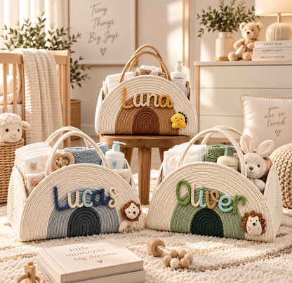Personalized Diaper Caddy with Name | Custom Baby Nursery Organizer