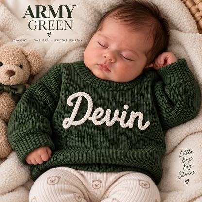 Personalized Baby Name Sweater | Custom Knit Newborn Outfit | Baby Shower Gift for Boy or Girl