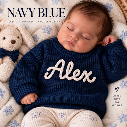 Personalized Baby Name Sweater | Custom Knit Newborn Outfit | Baby Shower Gift for Boy or Girl