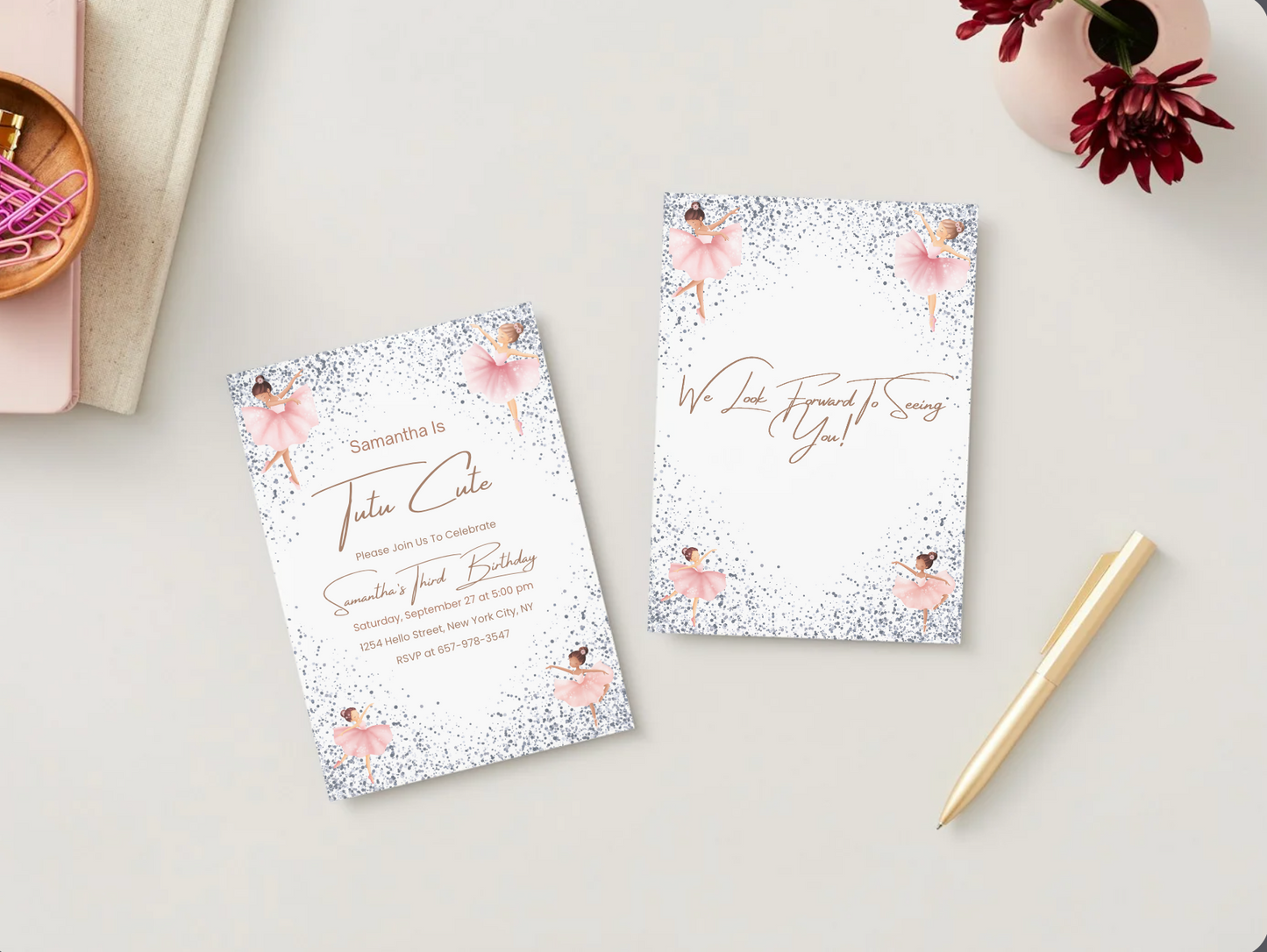 Ballerina Digital Invitation | Editable Pink Ballet Birthday Invite