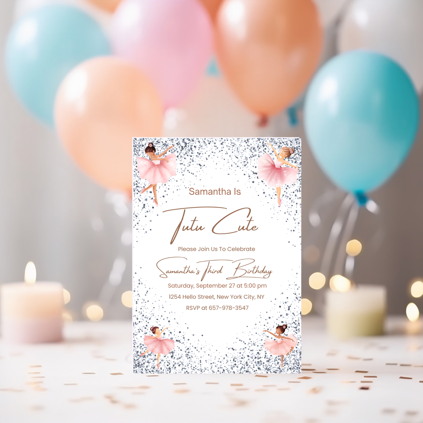 Ballerina Digital Invitation | Editable Pink Ballet Birthday Invite