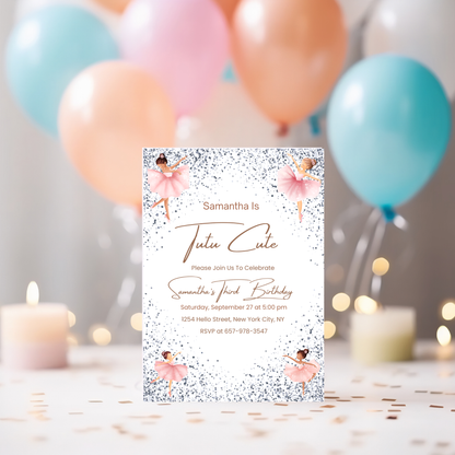 Ballerina Digital Invitation | Editable Pink Ballet Birthday Invite