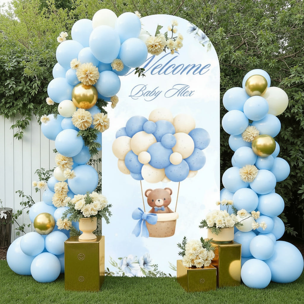 Baby Boy Shower Arch Backdrop Cover – Custom Baby Name Cover