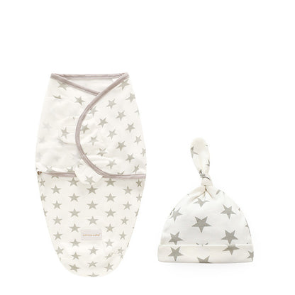 Newborn Cotton Swaddle Wrap & Hat Set | Soft Baby Swaddle Blanket