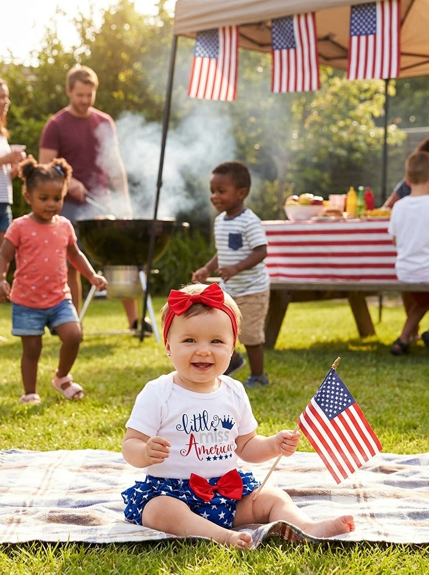 Little Miss America Patriotic Outfit Set