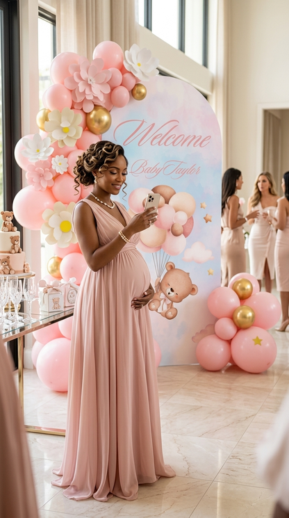 Arched Backdrop Cover for Baby Girl Shower | Custom Baby Name Cover