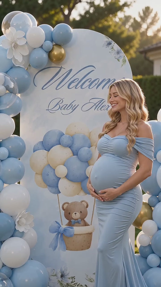 Baby Boy Shower Arch Backdrop Cover – Custom Baby Name Cover